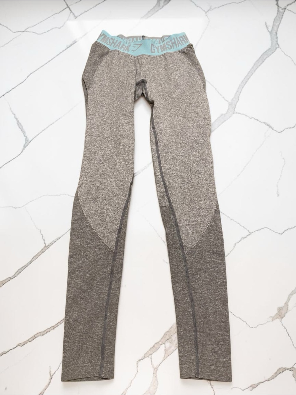 Gymshark Gray Leggings with Tiffany Blue Waistband